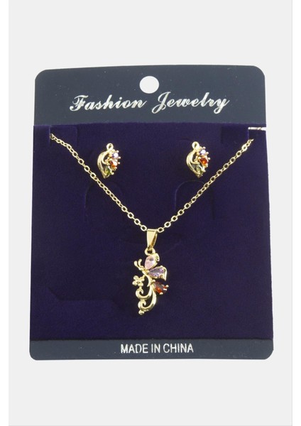 Nrzsnt Yusufçuk Zirkon Taşlı Set Kolye-Renkli fiyatları