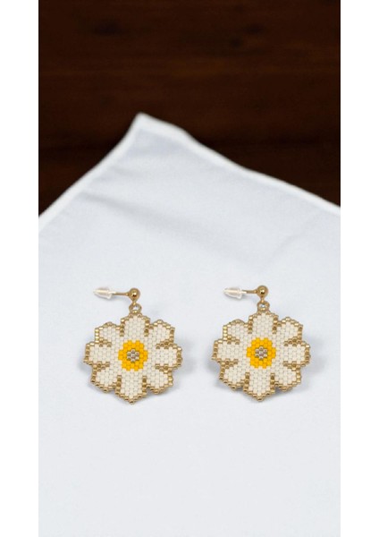 Miyuki Boncuk El Yapımı Papatya Küpe 1 Sallantılı