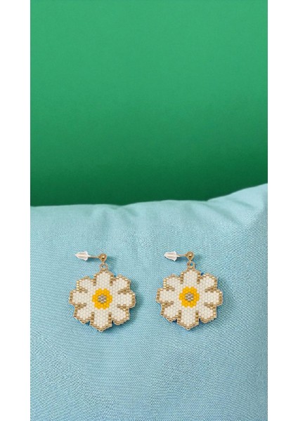 Miyuki Boncuk El Yapımı Papatya Küpe 1 Sallantılı modelleri