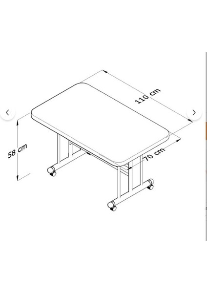 Tekerlekli Masa Orta Sehpa 70 x 110 Yükseklik 58 cm Metal Ayak Yemek Masası Balkon Masası modelleri