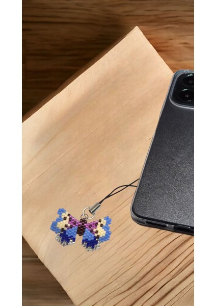 Miyuki Boncuk El Yapımı Mavi Kelebek Telefon Çarmı - Charm