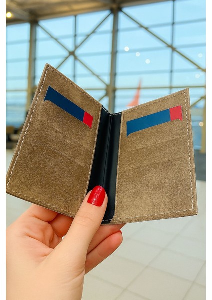 İsme Özel Deri Pasaport Kılıfı Pasaport Taşıma Cüzdanı Kartlık Bölmeli Pasaport Tip - Taba açık kahve fiyatları