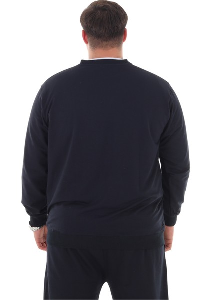 Erkek Büyük Beden 154 Kiloya Kadar Uygun Bedenli 2 Iplik Bisiklet Yaka Eşofman Takımı