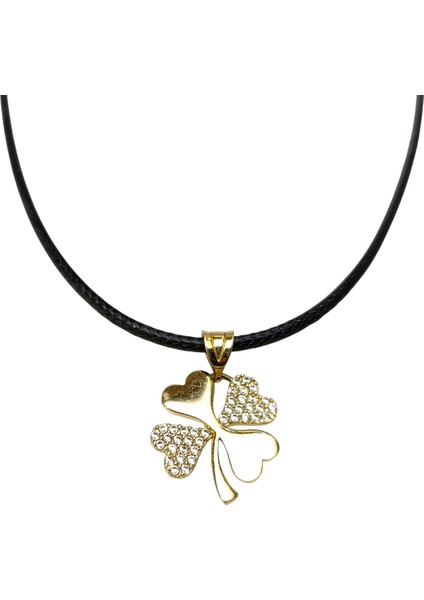 14.6mm Yonca Kolye 14 Ayar Altın Hd Videolu