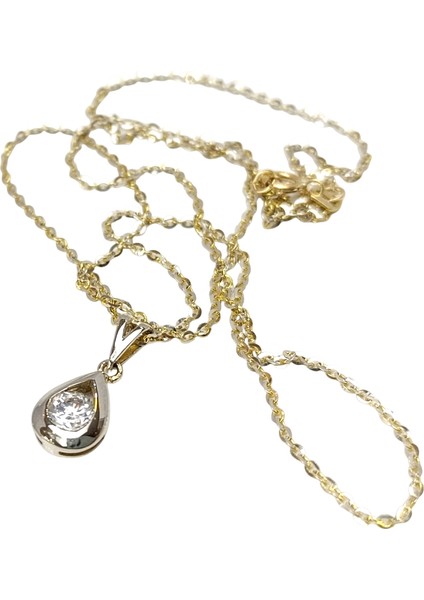 Tek Taş Kolye 14 Ayar Altın Hd Videolu