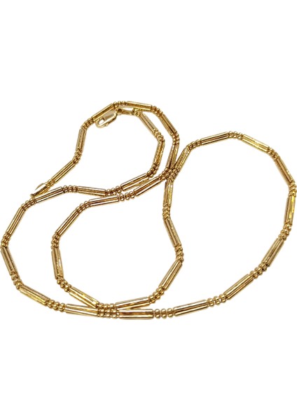 58CM 2.9mm Iki Sıralı Toplu Zincir Kolye 14 Ayar Altın Hd Videolu