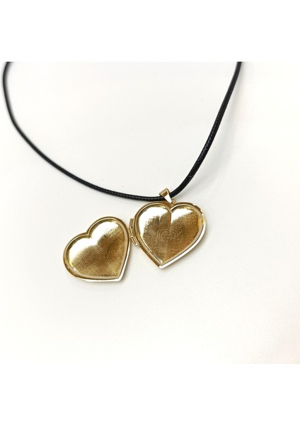 30MM Açılır Kalpli Resim Kutusu Kolye 14 Ayar Altın Hd Videolu