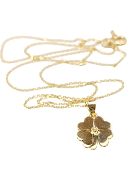 10.5mm Yonca Kolye 14 Ayar Altın Hd Videolu