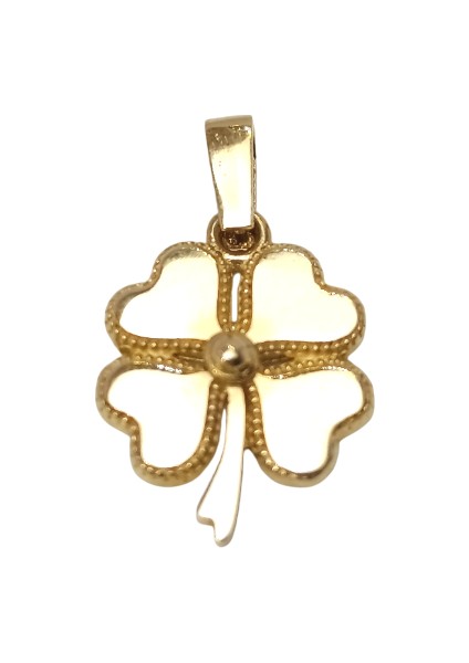 10.5mm Yonca Kolye 14 Ayar Altın Hd Videolu