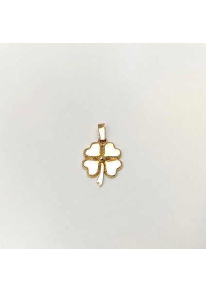 10.5mm Yonca Kolye 14 Ayar Altın Hd Videolu modelleri