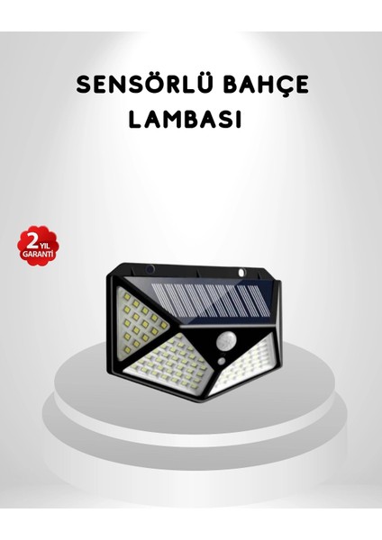100 LED Güneş Enerjili Bahçe Lambası – Pır Sensörlü, IP65 Su Geçirmez Dış Mekan Aydınlatma