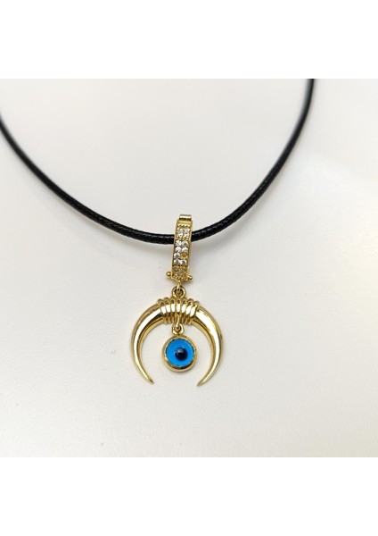 Charm Göz Boncuklu Boynuz Kolye 14 Ayar Altın Hd Videolu fiyatları