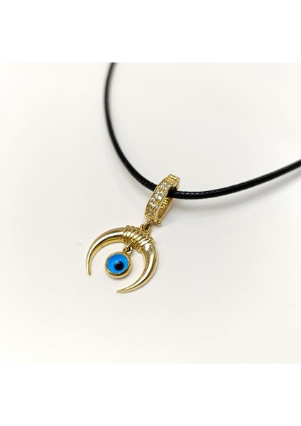 Charm Göz Boncuklu Boynuz Kolye 14 Ayar Altın Hd Videolu fırsatları