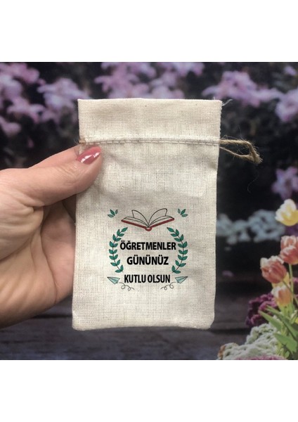 Öğretmenler Günü Hatırası Özel Tasarım Hediyelik Basklı Kese (5 Adet)