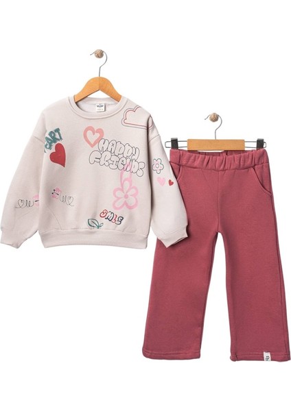 Kız Baskılı 5/8 Yaş 3 İp Eşofman Takım