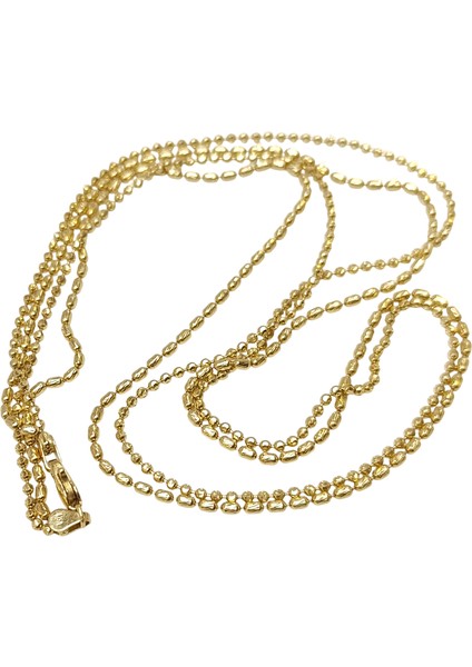 55CM 3.4mm Iki Sıralı Toplu Zincir Kolye 14 Ayar Altın Hd Videolu