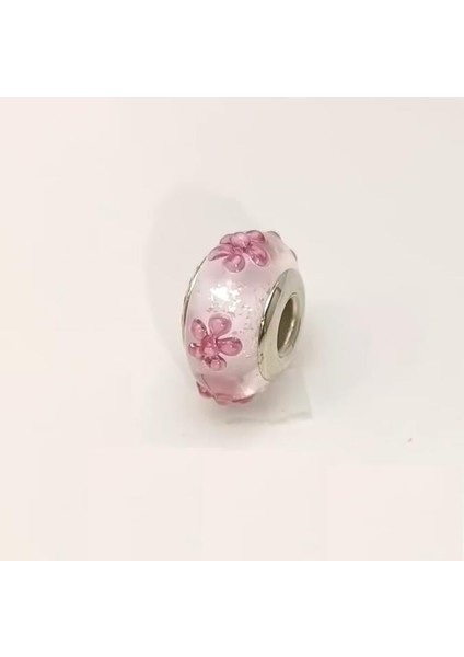 Pembe Çiçekli Charm 925 Ayar Gümüş Hd Videolu