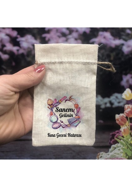 Kına Gecesi Kişiye Özel Tasarım Hediyelik Basklı Kese (5 Adet)