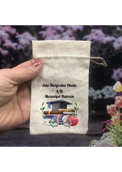 Mezuniyet Hatırası Özel Tasarım Hediyelik Basklı Kese (5 Adet)