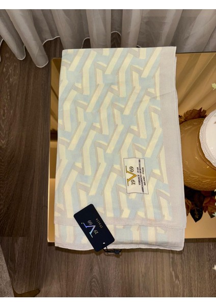 19V69 ITALIA Modal açık mavi krem renkli Seri Şal fiyatları