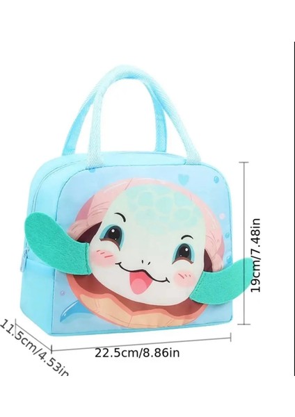 Çocuklar Için Sevimli Kaplumbağa Desenli Yemek ve Taşıma Çantası (22.5X19X11.5 Cm)