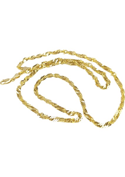 60CM 3.5mm Singapur Fırfır Zincir Kolye 14 Ayar Altın Hd Videolu