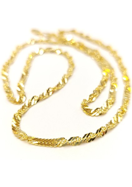 60CM 3.5mm Singapur Fırfır Zincir Kolye 14 Ayar Altın Hd Videolu fiyatları