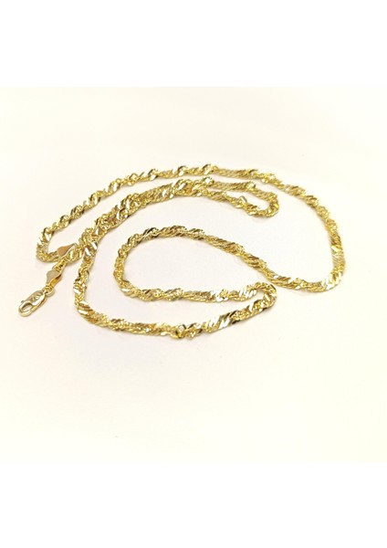 60CM 3.5mm Singapur Fırfır Zincir Kolye 14 Ayar Altın Hd Videolu fırsatları