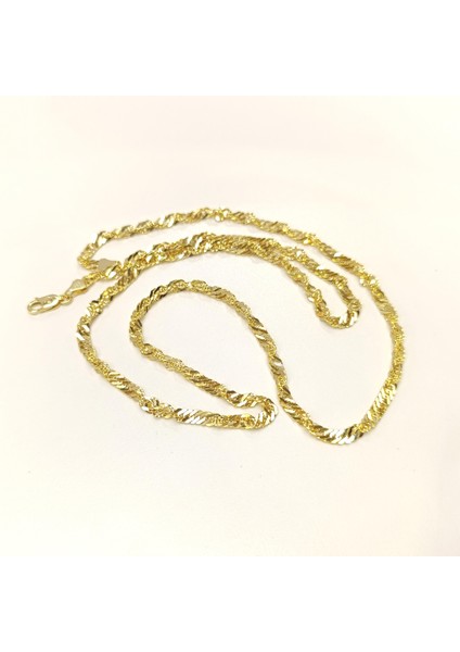 60CM 3.5mm Singapur Fırfır Zincir Kolye 14 Ayar Altın Hd Videolu indirimleri