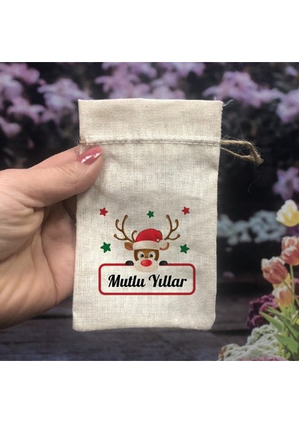 Yılbaşı Hatırası Özel Tasarım Hediyelik Basklı Kese (5 Adet)