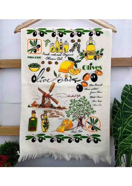 %100 Pamuk 3'lü 40×60 Baskılı Mutfak Havlusu