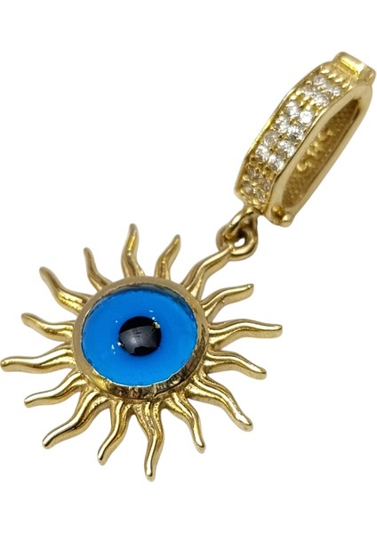 Charm Göz Boncuklu Güneş Kolye 14 Ayar Altın Hd Videolu