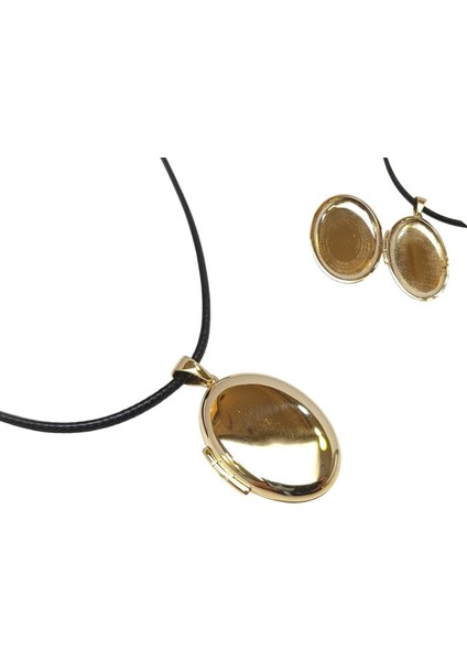 35MM Açılır Oval Resim Kutusu Kolye 14 Ayar Altın Hd Videolu