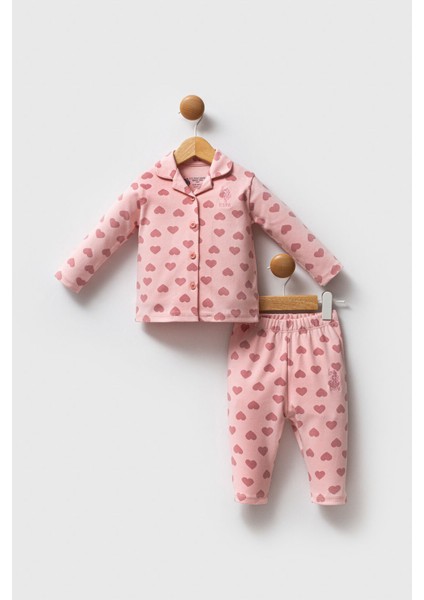 U.s.polo Assn Kız Bebek Gömlek Pijama Takımı Açık Pembe