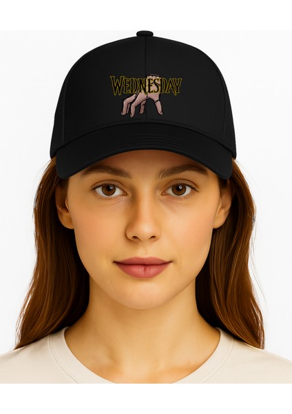 Lewibafashion Wednesday Tasarımlı Premium Baskılı Unısex Düz Siyah Spor Şapka