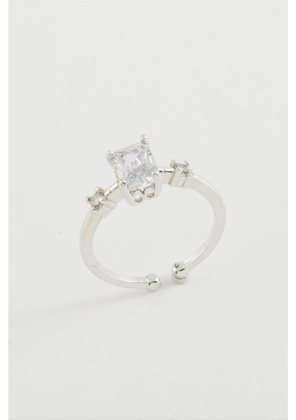 Nrzsnt Baget Taşlı Yüzük-Gümüş Rengi