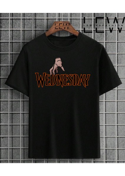 Wednesday Tasarımlı Özel Üretim Premium Baskı Kalitesine Sahip Nefes Alan Kumaş %100 Pamuk Siyah T-Shirt