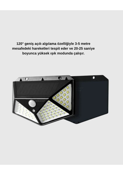 Buğz Güneş Enerjili 100 LED Dış Mekan Lamba – Hareket Sensörlü, 2200MAH Bataryalı Solar Aydınlatma modelleri