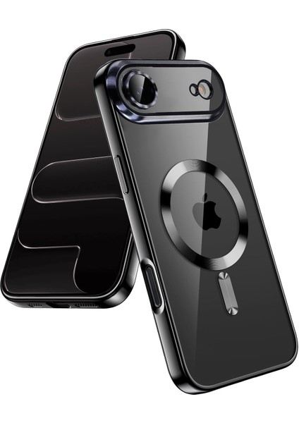 Apple iPhone 17 Air Kılıf Kamera Lens Korumalı Renkli Magsafe Şeffaf Silikon Siyah