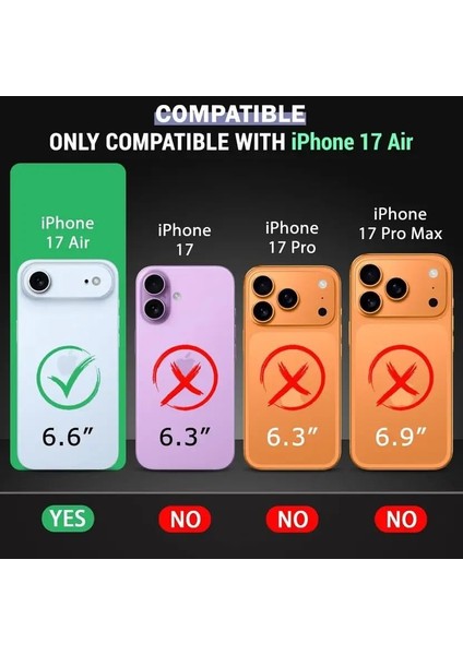Apple iPhone 17 Air Kılıf Kamera Lens Korumalı Renkli Magsafe Şeffaf Silikon Siyah fiyatları