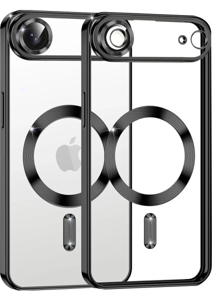 Apple iPhone 17 Air Kılıf Kamera Lens Korumalı Renkli Magsafe Şeffaf Silikon Siyah modelleri