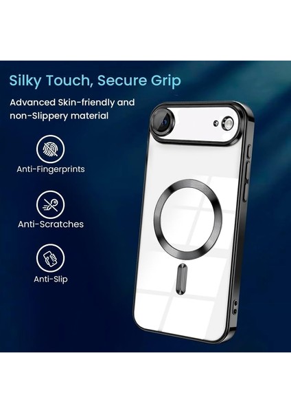 Apple iPhone 17 Air Kılıf Kamera Lens Korumalı Renkli Magsafe Şeffaf Silikon Siyah fırsatları