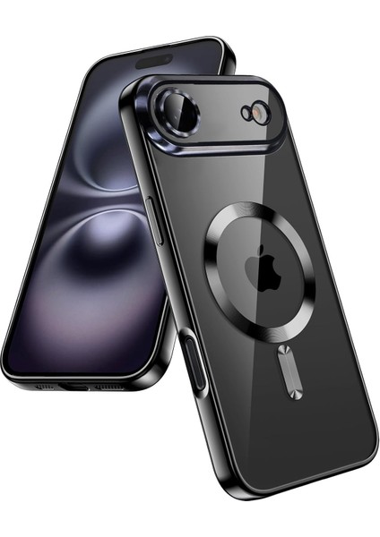 Apple iPhone 17 Air Kılıf Kamera Lens Korumalı Renkli Magsafe Şeffaf Silikon Siyah indirimleri