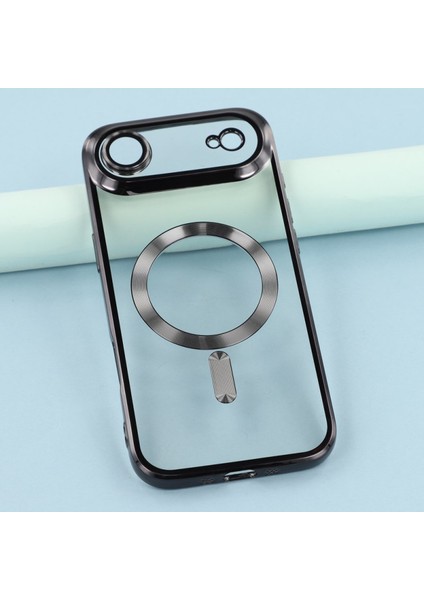 Apple iPhone 17 Air Kılıf Kamera Lens Korumalı Renkli Magsafe Şeffaf Silikon Siyah