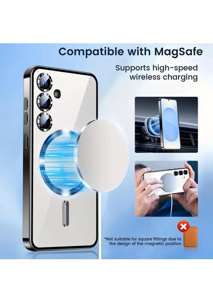 Samsung Galaxy A15 4g Kılıf Magsafe Manyetik Kablosuz Şarj Destekli Şeffaf Parlak Renk Lens Korumalı fırsatları