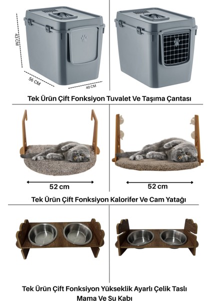 3 Parça Xxl Ultra Lüx Fonksiyonel Kedi Seti