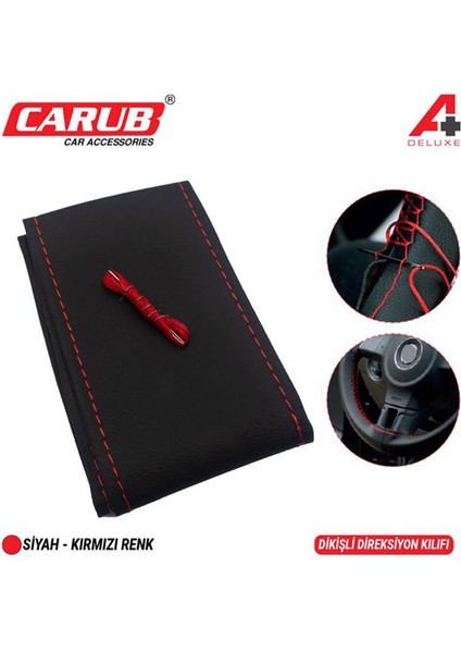 Direksiyon Kılıfı Iğneli Delüks Siyah-Kırmızı Dikişli fiyatları