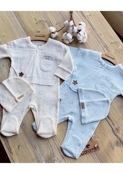 Waffle Unısex Müslin Şapkalı Tulum Soft Bej