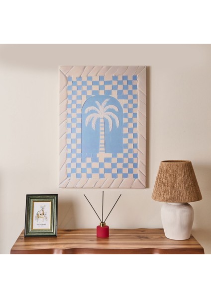 Deco Palm Breeze Kanvas Tablo - Mavi / Beyaz - 50X70 cm
