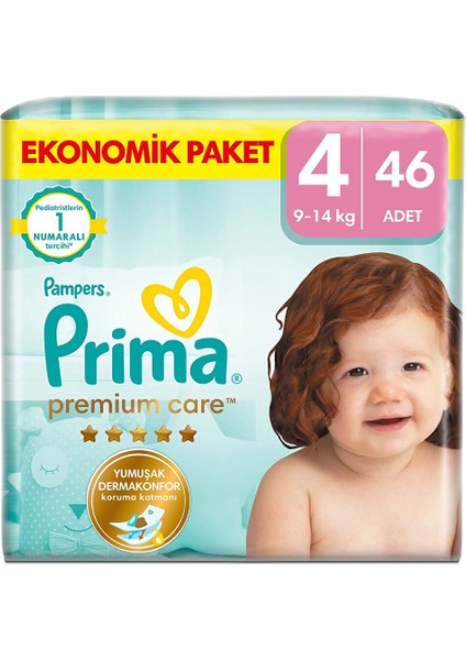 Bebek Bezi Premium Care 4 Beden Maxi Ekonomik Paket 9-14 kg 46 Adet